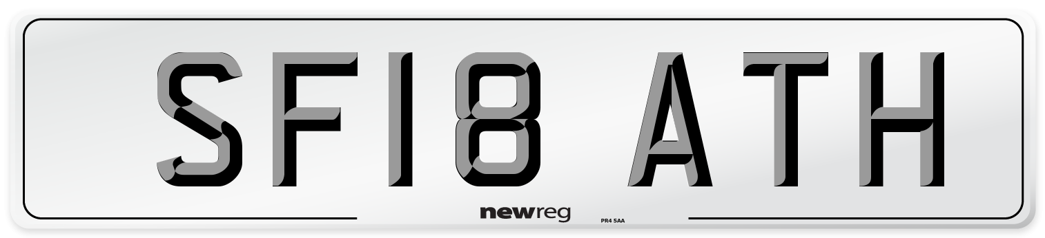 SF18 ATH Number Plate from New Reg
